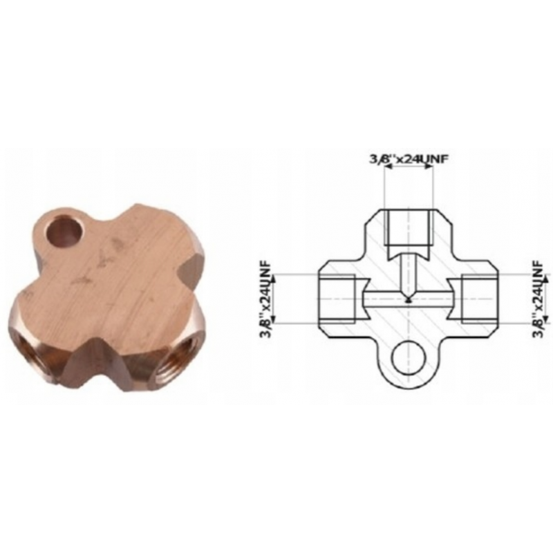 T - rozdeľovač brzdového potrubia 3/8" T - rozdeľovač brzdového potrubia 3/8"