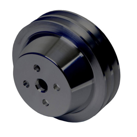 Pulley Billet 2V Waterpump, High-Flow, Black (3Bolt Crank)  (289, 302, 351W) 64-69