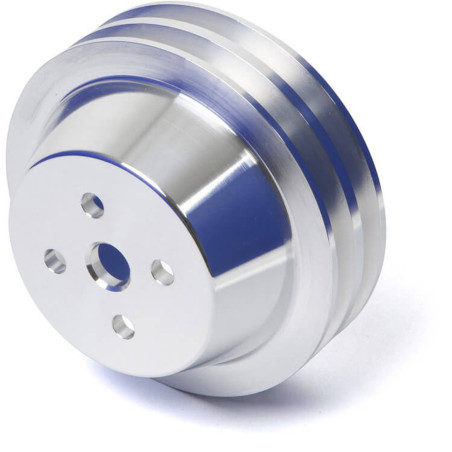 Pulley Billet 2V Waterpump, High Flow, Silver(3Bolt Crank)  (289, 302, 351W) 64-69